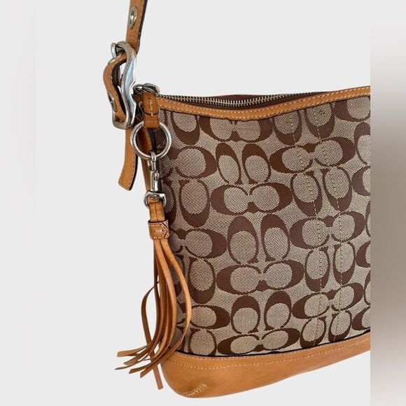 Coach Signature Leather Slim Crossbody Shoulder Bag Vintage M04K 9362 Khaki - Picture 7 of 16